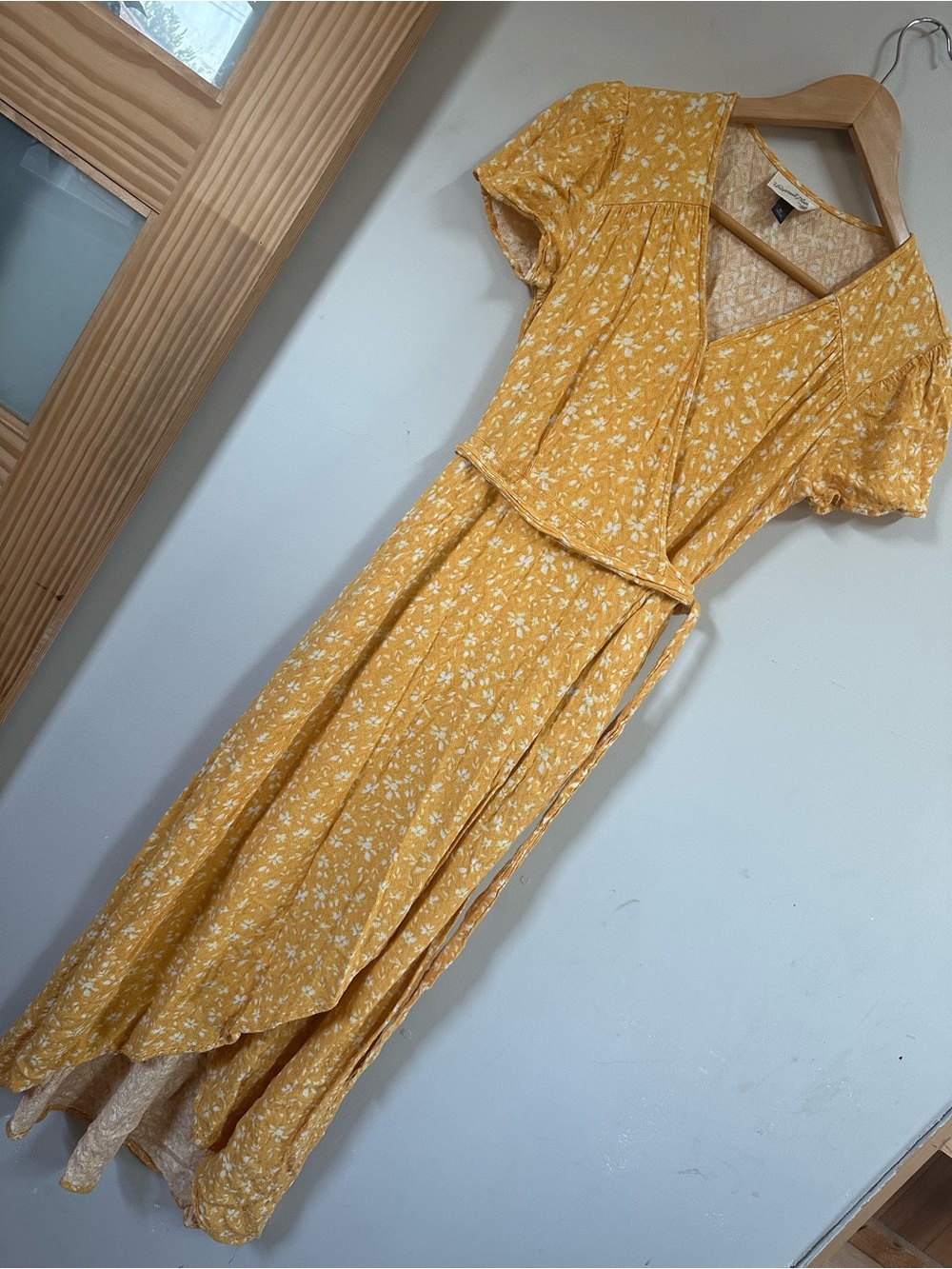 Universal Thread Mustard Yellow Floral Wrap Maxi Dress